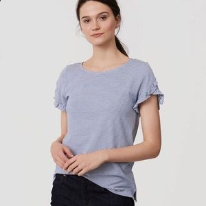 Loft Stripe Tulip Sleeve Tee Size Large